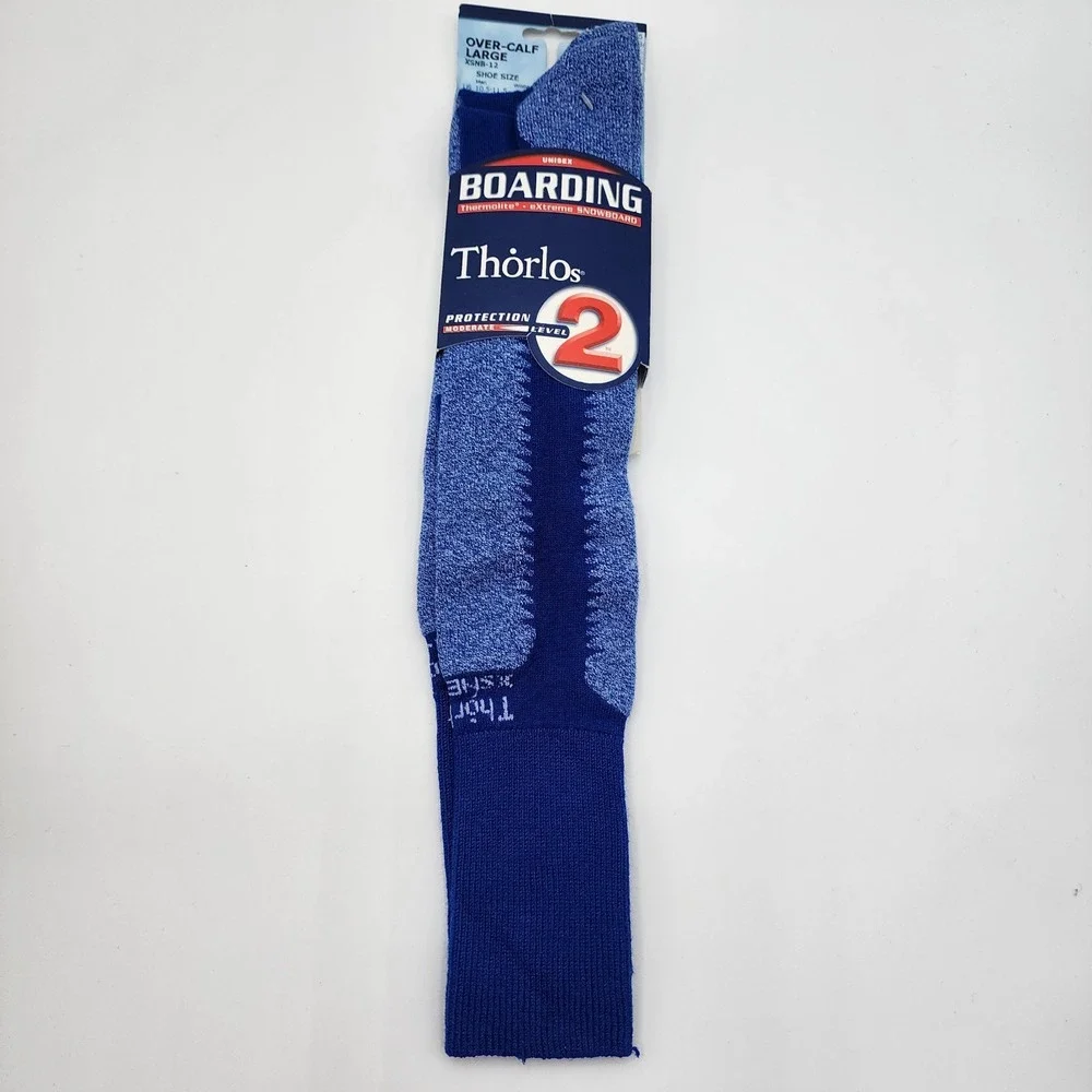 Thorlo Unisex Boarding Socks Protection Level 2 Size L Over The Calf Blue NEW‎